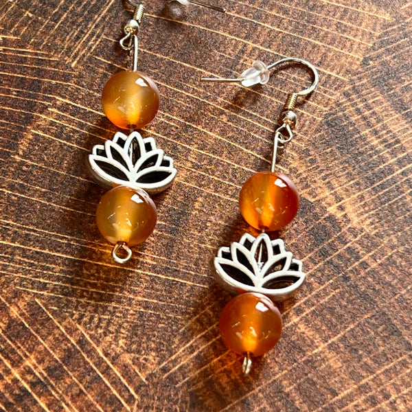 Earrings - Carnelian and Lotus