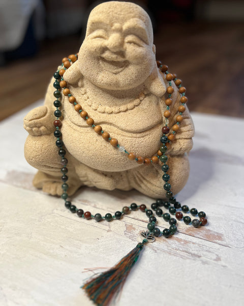 Mala Bead Necklace - Bloodstone / Sandalwood