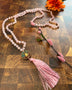 Mala Bead Necklace - Rose Quartz /Tibetan Brass