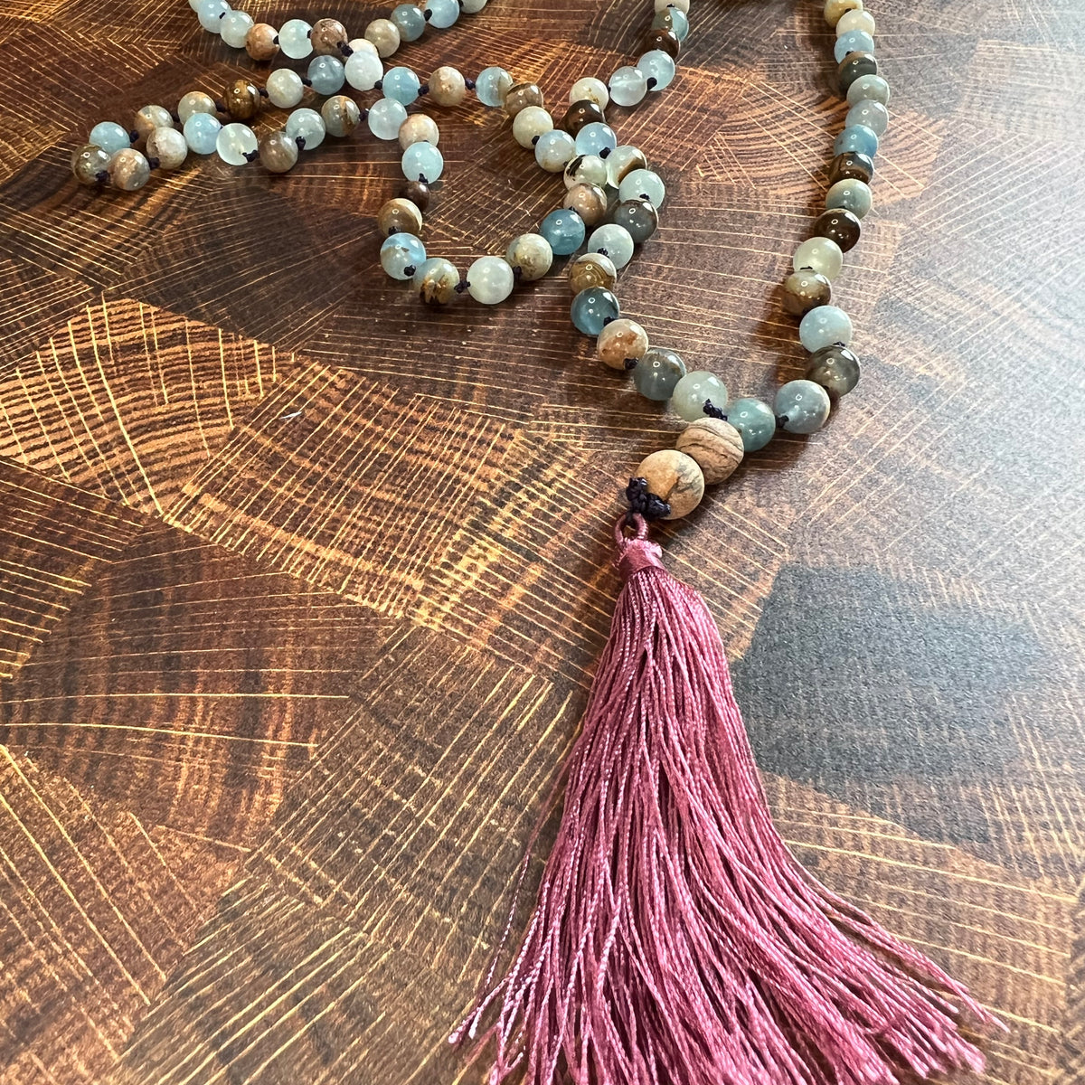 Mala Bead Neclace - Blue Onyx