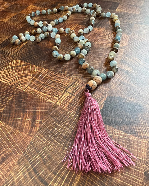 Mala Bead Neclace - Blue Onyx