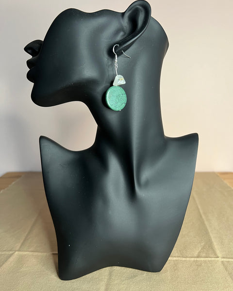 Earrings - Green Round