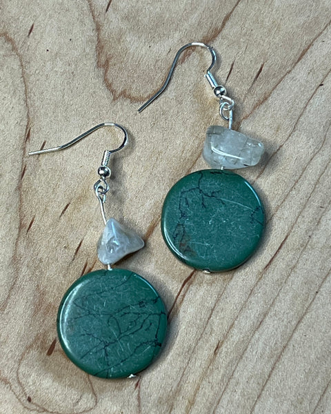 Earrings - Green Round