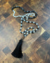 Mala Bead Necklace - Tibetan Agate White Eye/Snowflake Obsidian