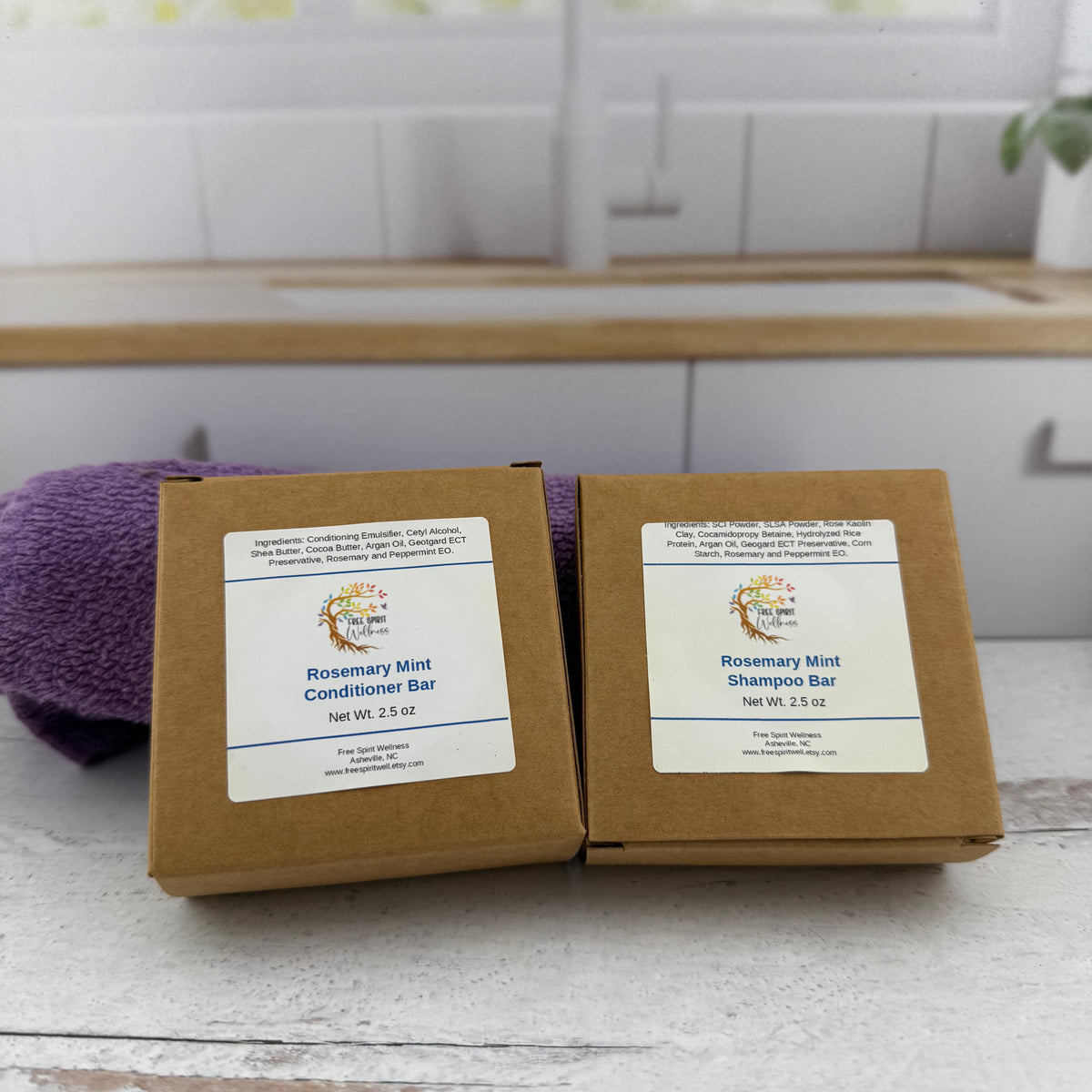 Rosemary Mint Hair Care Bar Set | Shampoo + Conditioner Bundle | Plastic-Free