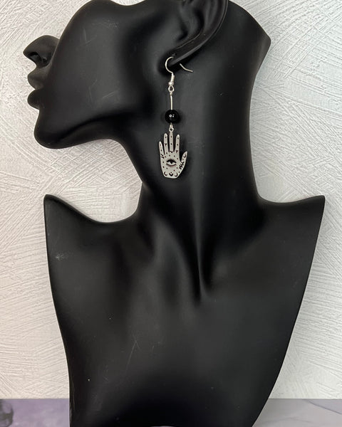 Earrings - Palm Reader/Black Onyx